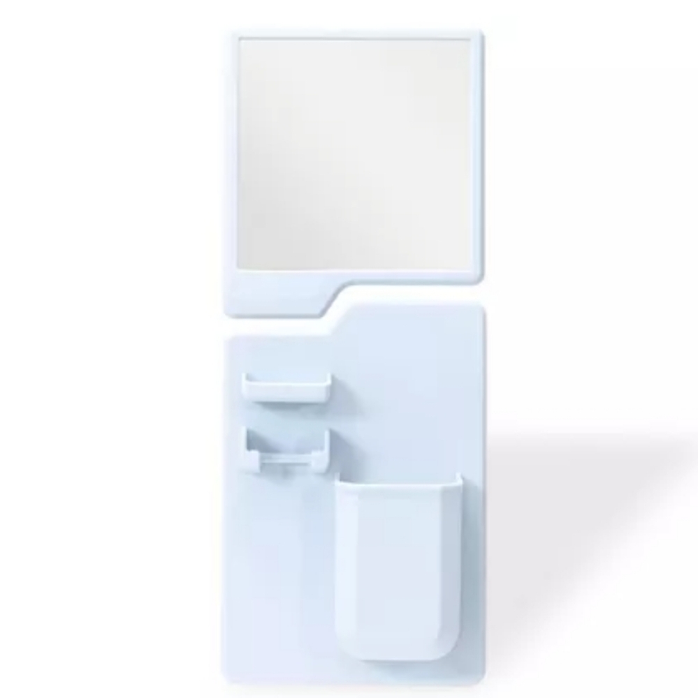 Suction Blue Shower Organizer with Mirror